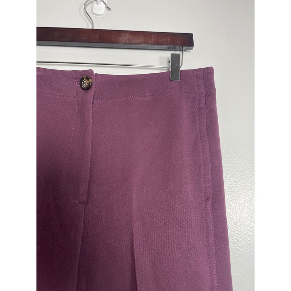 ANN TAYLOR Wide Leg Crop Pants Size 10 Burgundy NEW High Rise Trousers Career - Picture 3 of 11